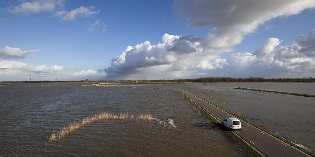 De-poldered Noordwaard. This former agricultural land has been d